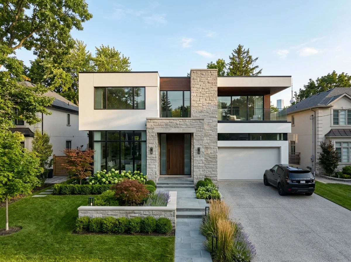 Luxury modern Toronto home exterior facade painted finish
